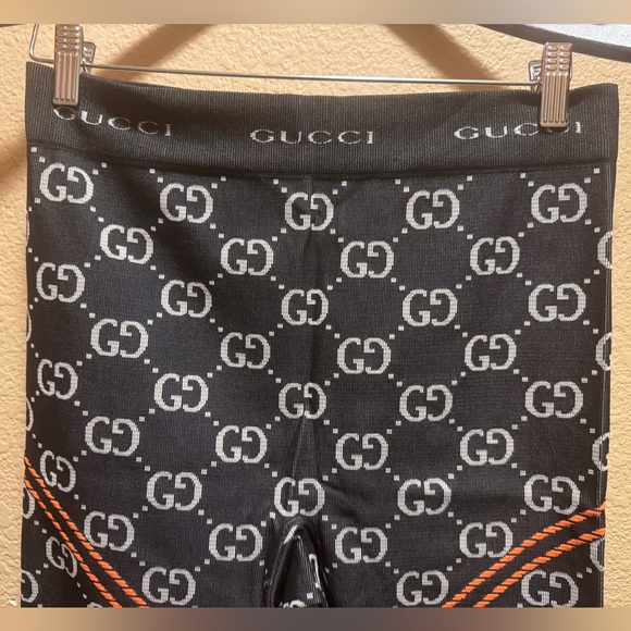 New Authentic Gucci GG Jumbo Logo Leggings Gray Orange Size M - Picture 3 of 10